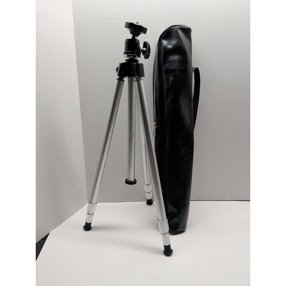 VTG Mini Silver Portable Camera Tripod Extendable Legs Photo Video Gear W/ Case
